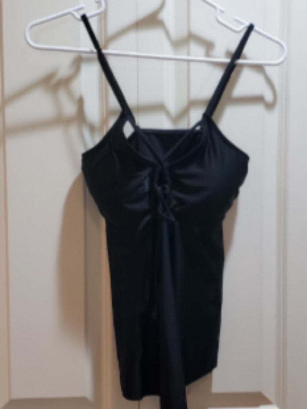 NWT Time & Tru Tankini Top Adjustable Straps Padded Tie Front Black Size S